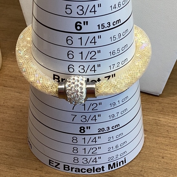 Rhinestone and Crystal AB Yellow Silver and White Necklace Bracelet Earrings Set - Picture 6 of 8